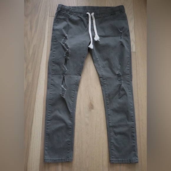 Hayden Los Angeles Olive Green Distressed Jogger Pants - Picture 1 of 5